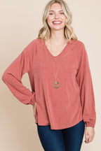 V Neck Relaxed Knit Pullover -
